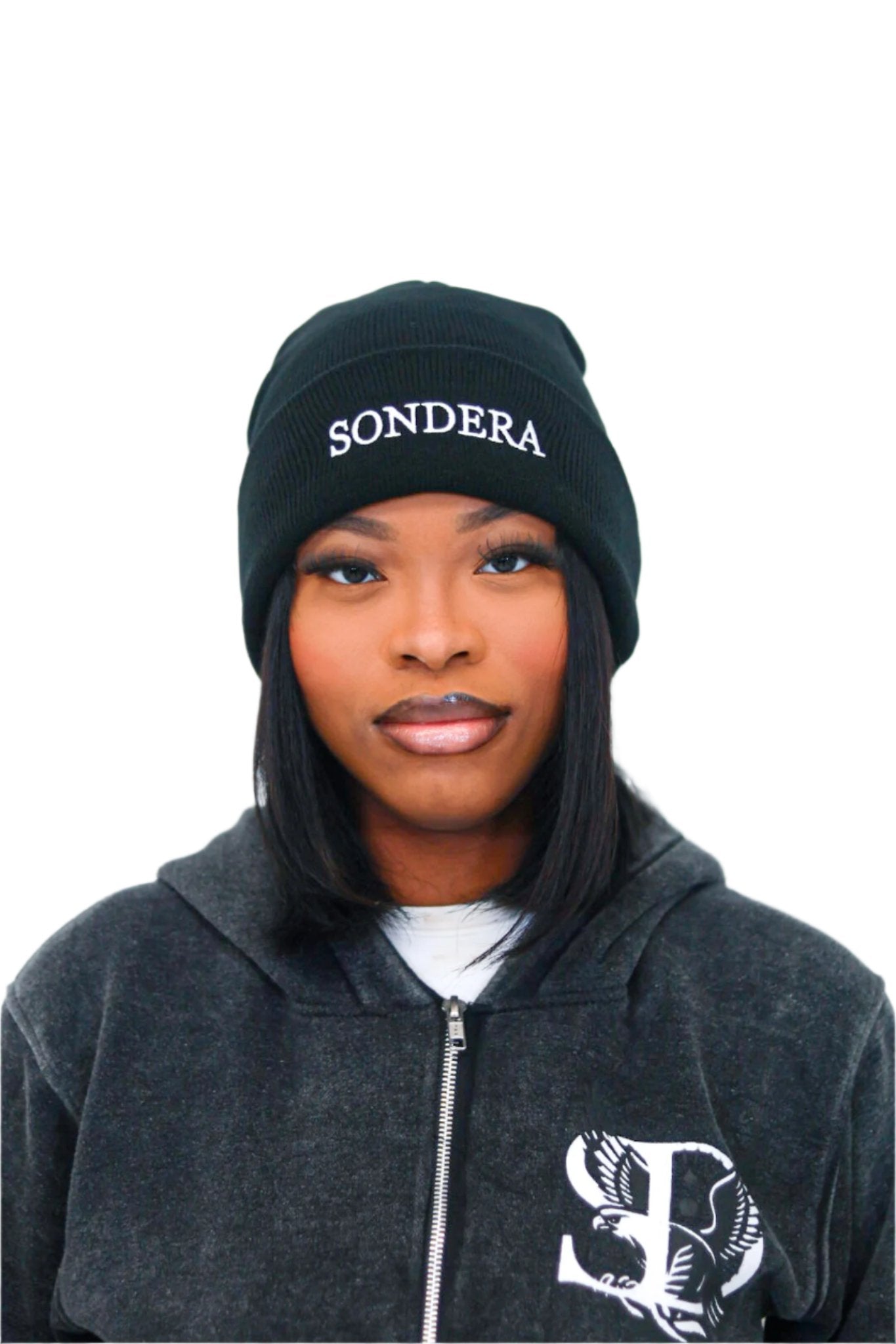 BLACK SATIN LINED BEANIE