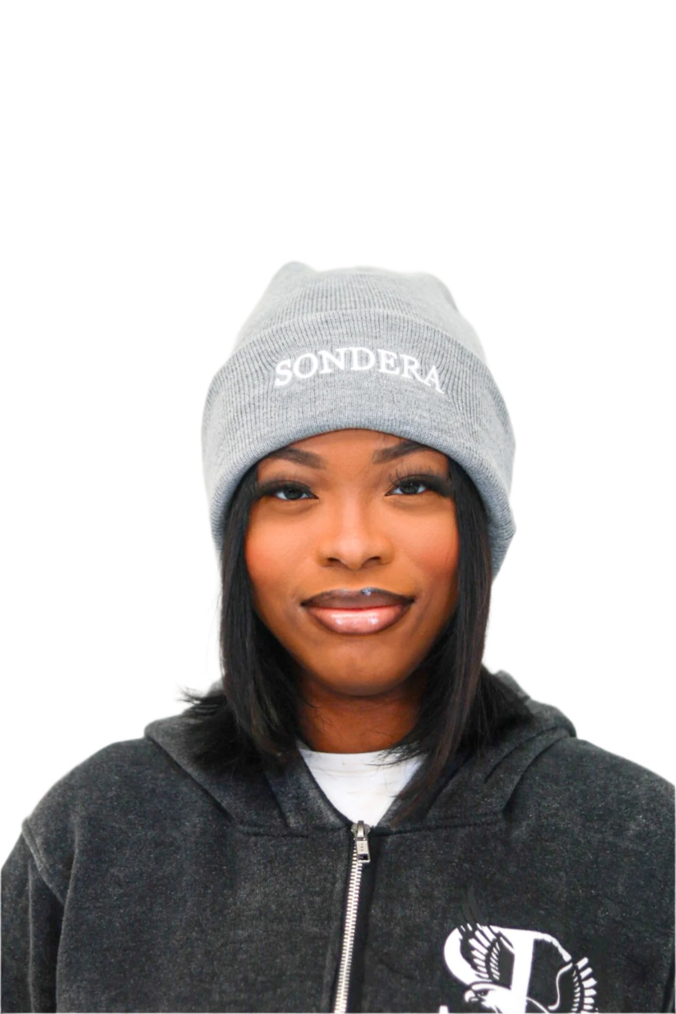 GREY SATIN LINED BEANIE
