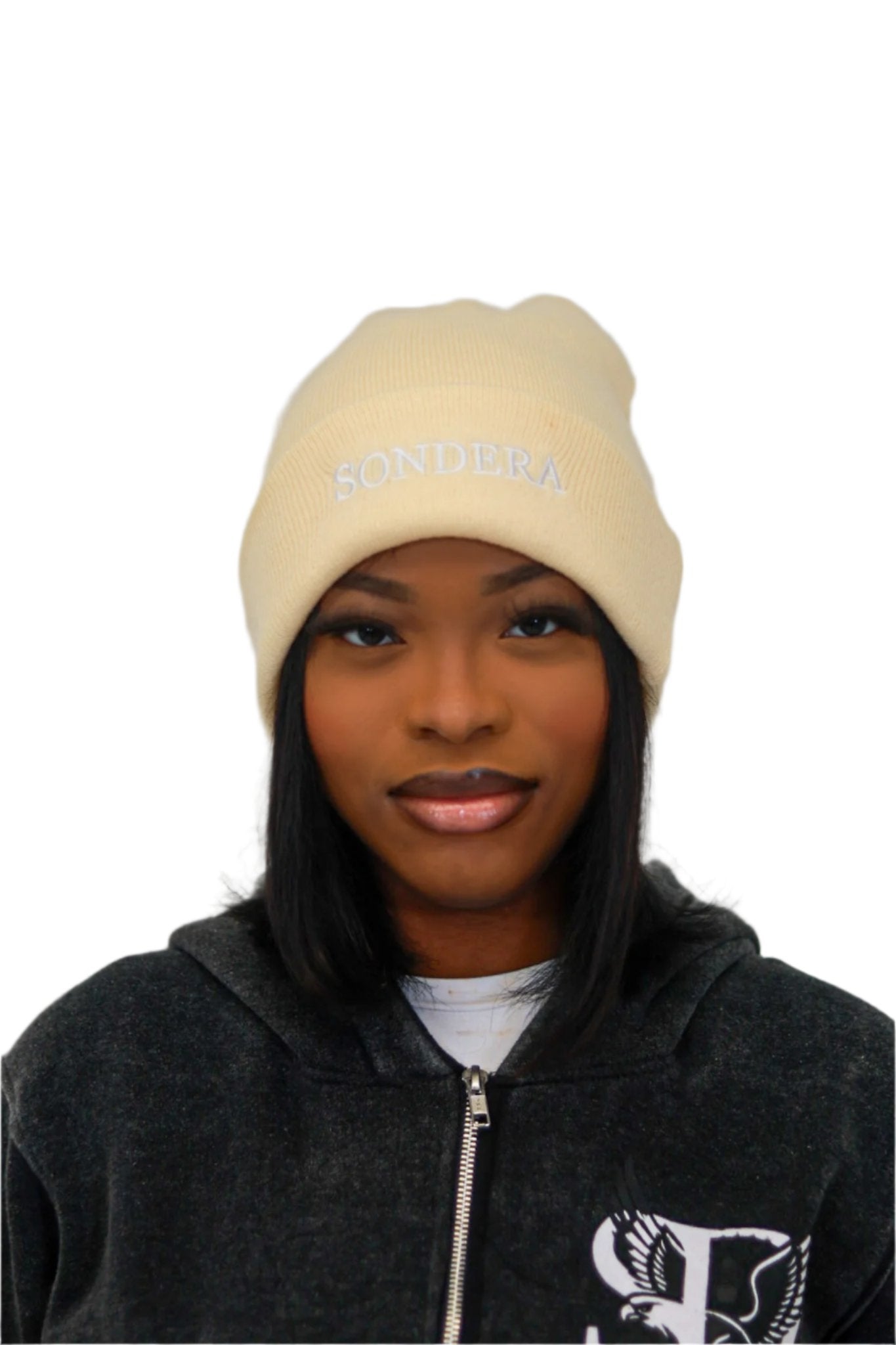 BEIGE SATIN LINED BEANIE