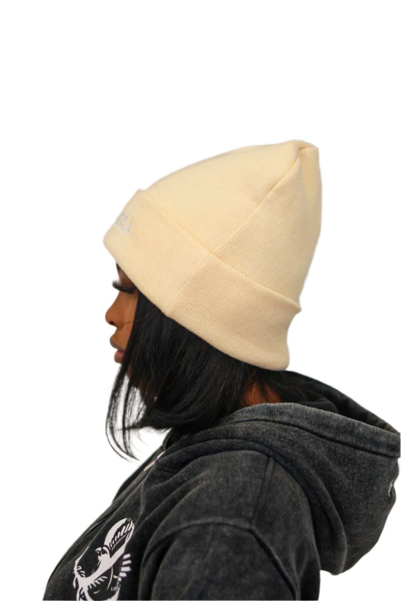 BEIGE SATIN LINED BEANIE