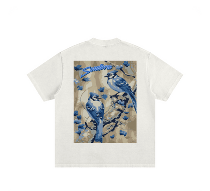 WHITE "BLUE JAY" TEE